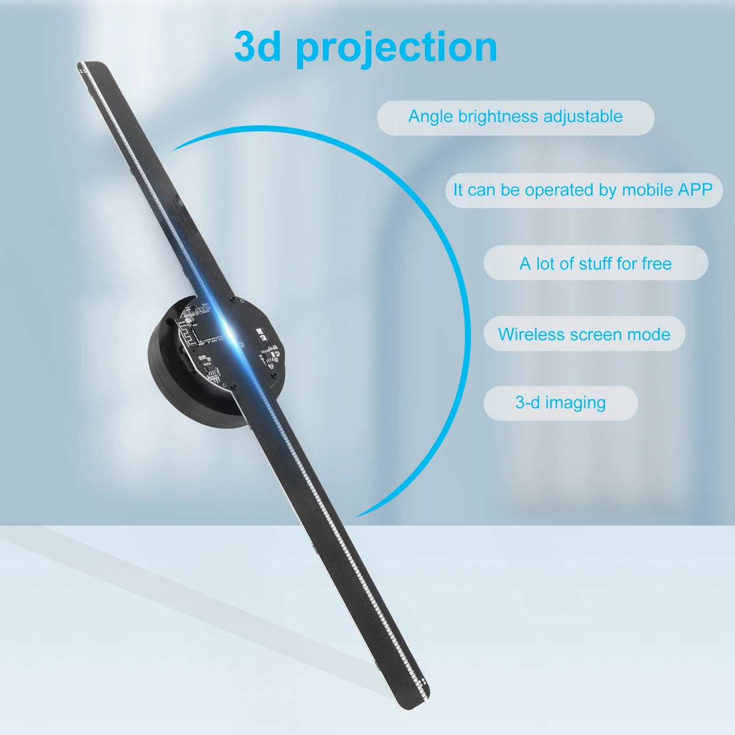 42Cm/16.5Inch 3D Holographic Projector Wifi 224 LED Lamp Beads Upload Holographic 3D Advertising Light Imaging Hologram Player