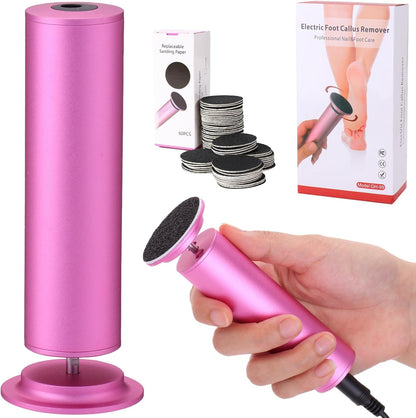 Electric Foot Callus Remover, Adjustable Speed ​​(0-600Rpm), Adjustable Speed Foot Scrubber with 60 Pcs Sandpaper Discs, Electric Callus Remover for Feet,Pedicure Tool for Men and Women,Pink