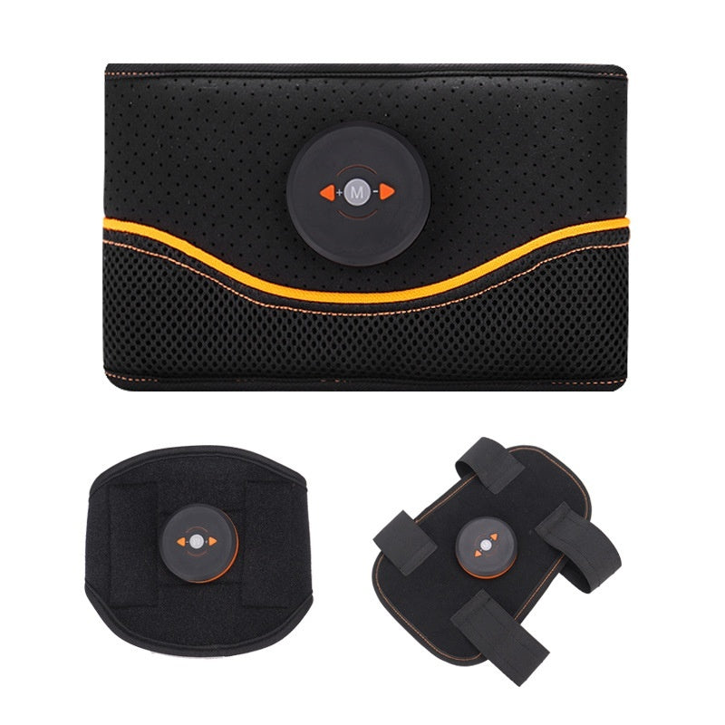 Black abdominal muscle trainer for home with adjustable straps and control unit for effective workouts