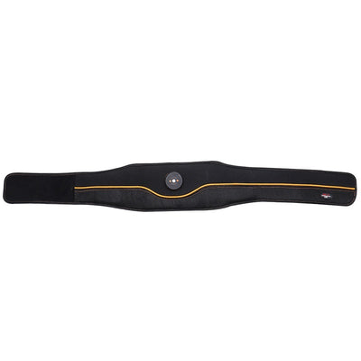 Black abdominal muscle trainer for home with adjustable strap and central control button