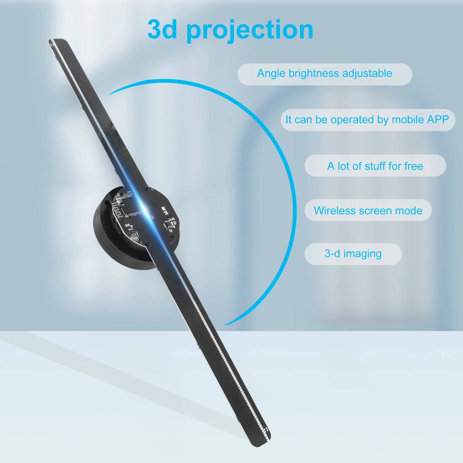42Cm/16.5Inch 3D Holographic Projector Wifi 224 LED Lamp Beads Upload Holographic 3D Advertising Light Imaging Hologram Player