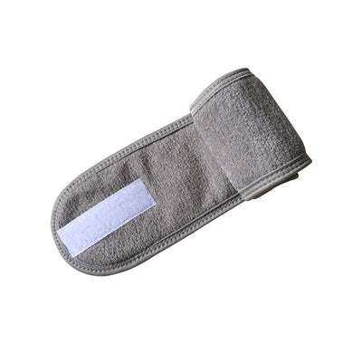 Gray adjustable beauty headbands for women made of soft absorbent fabric for skincare and makeup
