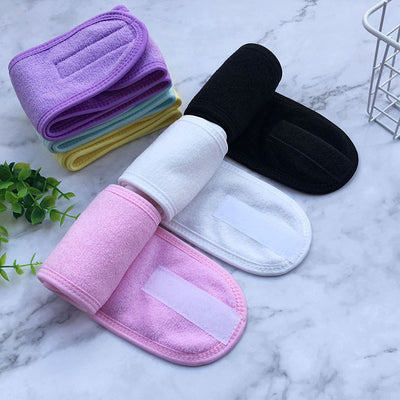 Soft colorful beauty headbands for women in pink black white and purple with velcro closure