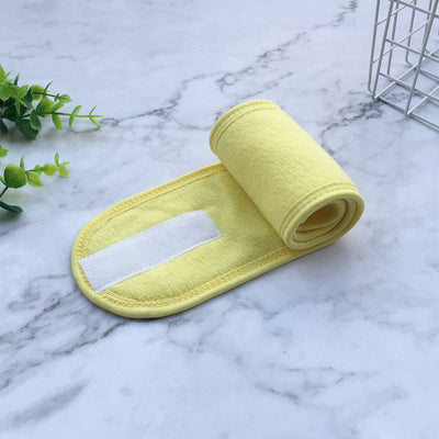 Yellow beauty headbands for women made of soft fabric with adjustable Velcro closure