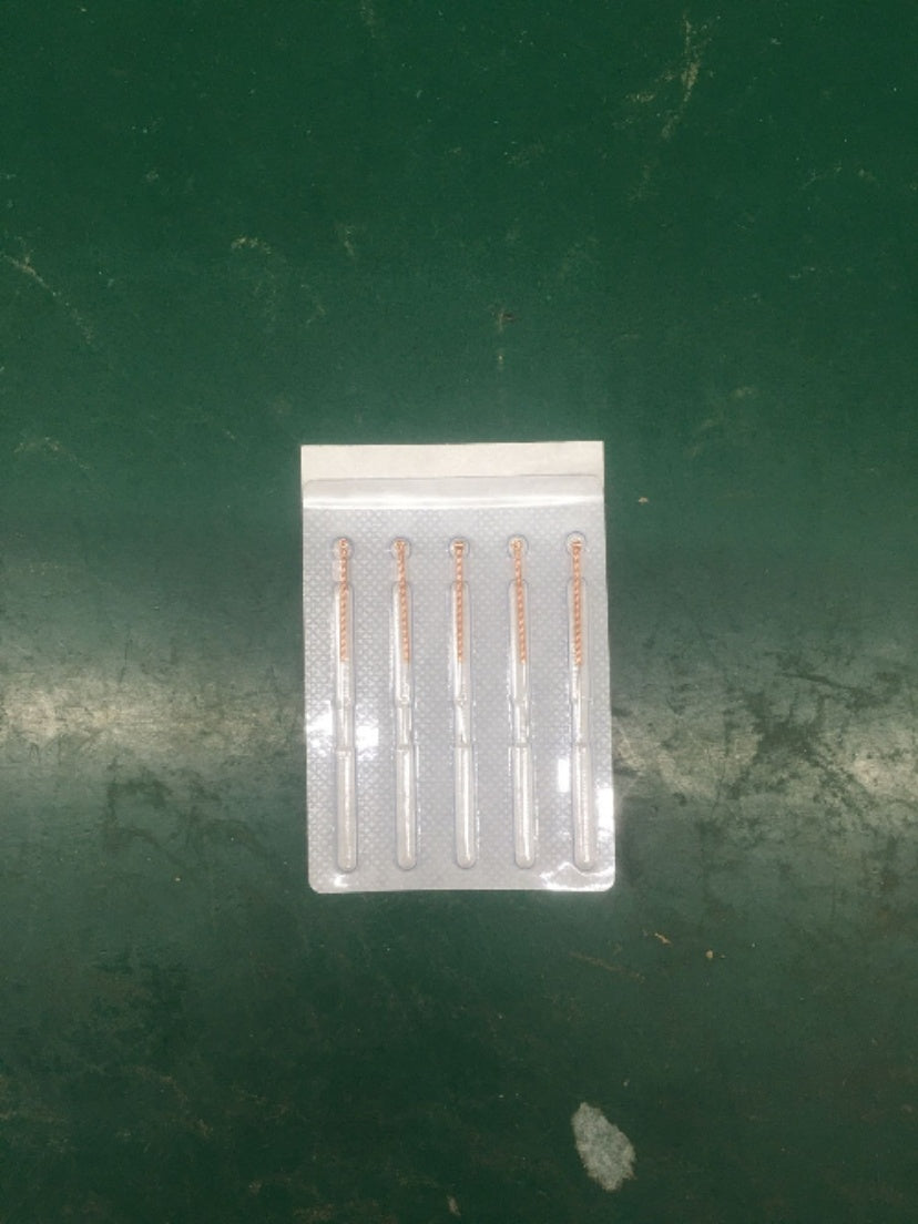 Set of five stainless steel acne extraction tools for use with blue light acne device