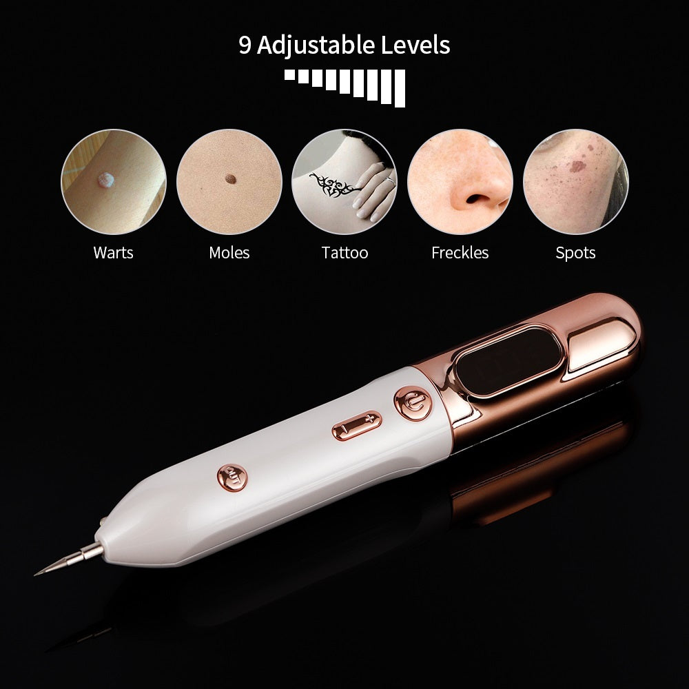Blue light acne device with 9 adjustable levels for treating warts moles tattoos freckles and spots