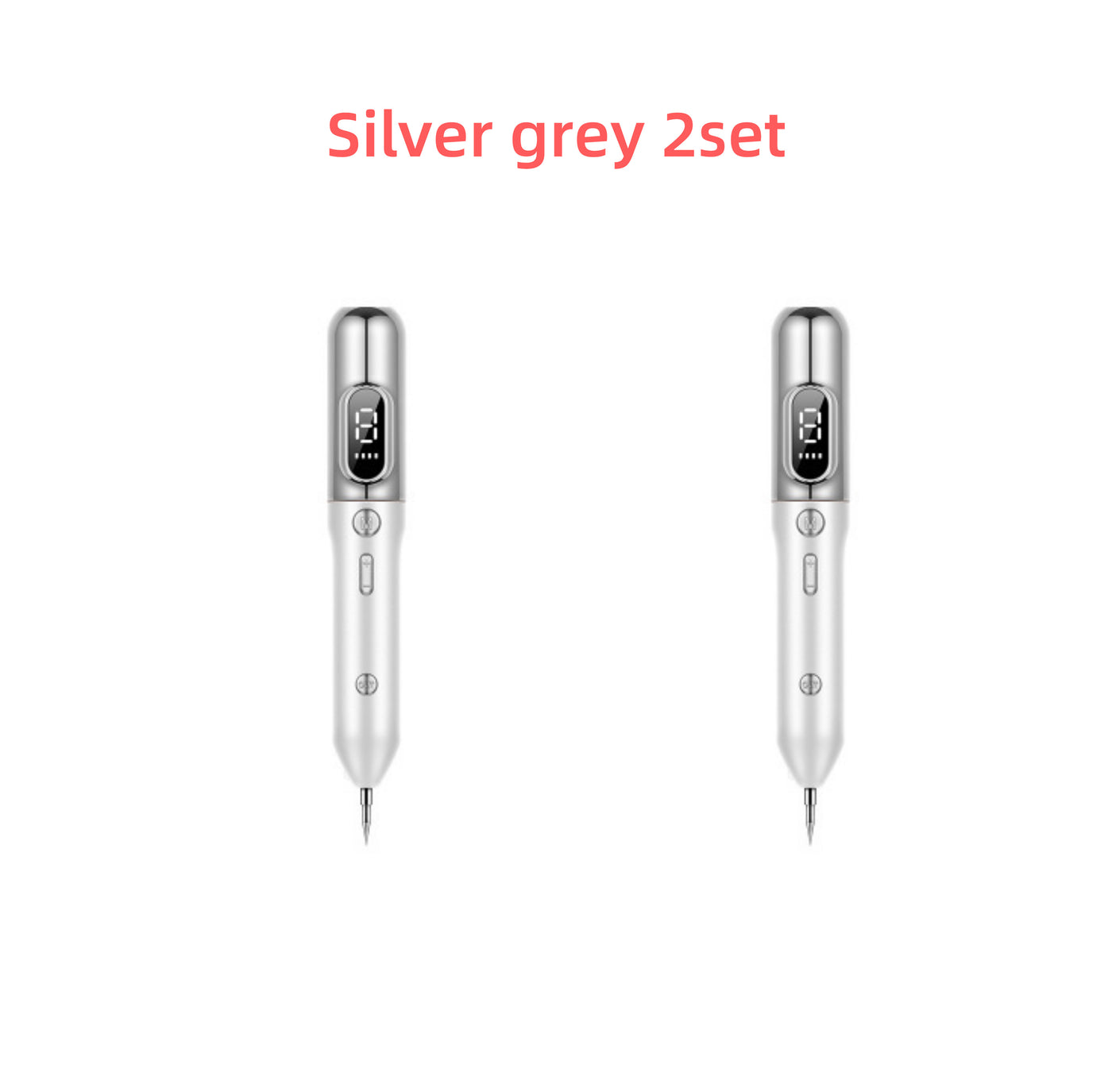 Silver grey 2 set blue light acne device with digital display and pen-style design