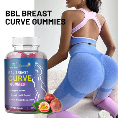 BBL breast curve gummies bottle with natural breast curve supplements for larger firmer breasts and overall health