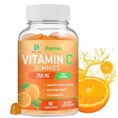 Bottle of Daynee Vitamin C Gummies dietary supplement supporting immune system and antioxidant health for natural breast curve supplements