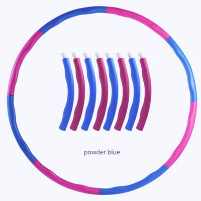 Detachable fitness ring in powder blue and pink with removable segments for easy assembly