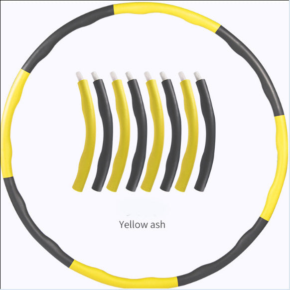 Yellow and black detachable fitness ring with removable curved segments for adjustable workouts