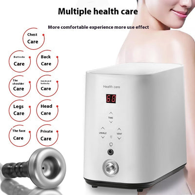 White electric cupping therapy device with digital display and metal cupping head for multiple health care areas