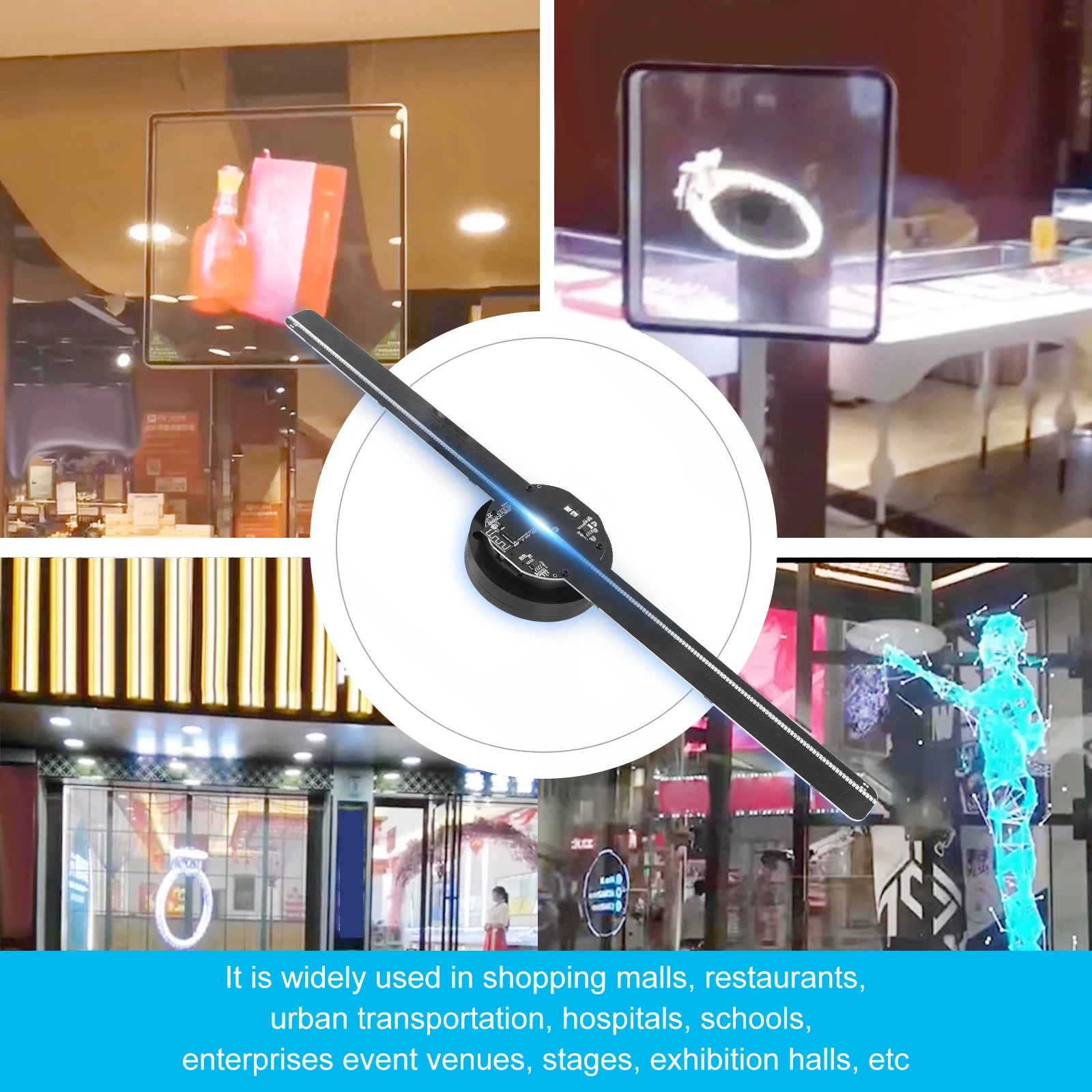 42Cm/16.5Inch 3D Holographic Projector Wifi 224 LED Lamp Beads Upload Holographic 3D Advertising Light Imaging Hologram Player