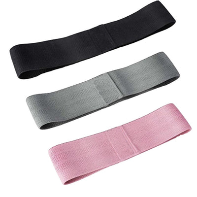 Set of three fitness resistance loop for squats bands in black gray and pink colors