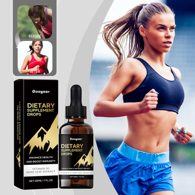 Liquid dietary supplement drops with vitamin B12 and mint leaf extract for enhanced health and immunity