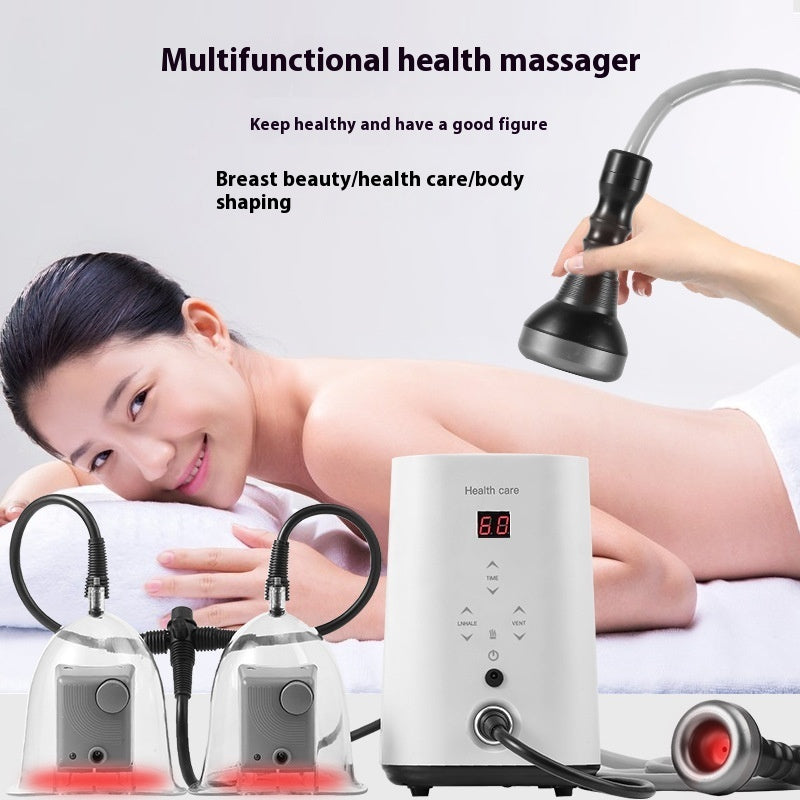 Electric cupping therapy device with handheld massager promoting health care and body shaping