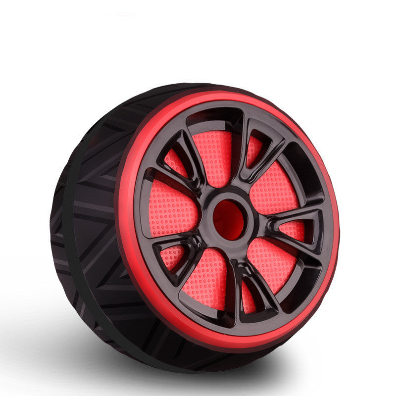 Quiet exercise wheel for core strength with black and red ergonomic design for stability
