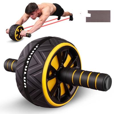 Quiet exercise wheel for core strength with non-slip handles and resistance bands for effective workouts