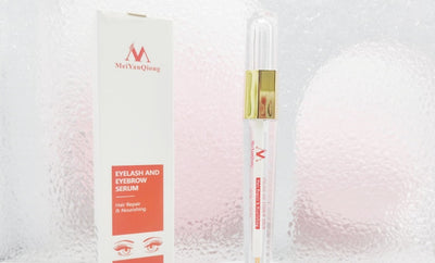 Eyelash and eyebrow serum in clear tube with gold cap by My Store for eyelash care