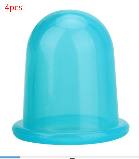 Blue transparent silicone cupping set cup with smooth rounded edges and flexible material