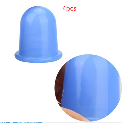 Blue transparent silicone cupping set with 4 pieces for massage and therapy