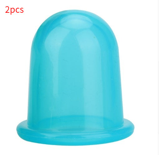 Blue transparent silicone cupping set cup with rounded top and wide base for therapy