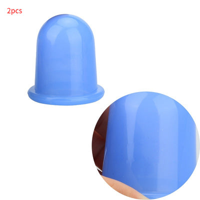 Blue transparent silicone cupping set showing two flexible silicone cups for therapy and massage
