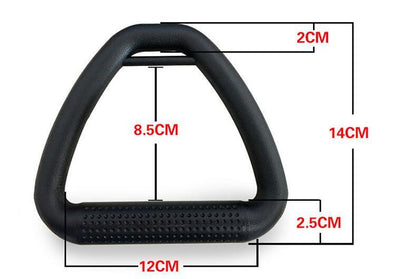 Black triangular ring fitness equipment for home with detailed dimension measurements