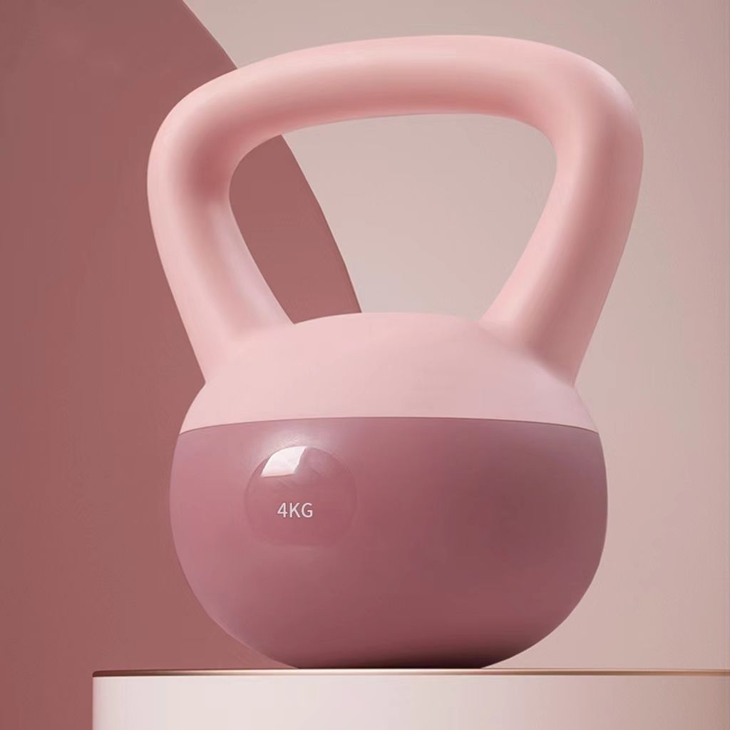 Pink 4kg women's kettlebell for home workouts with smooth handle and matte finish
