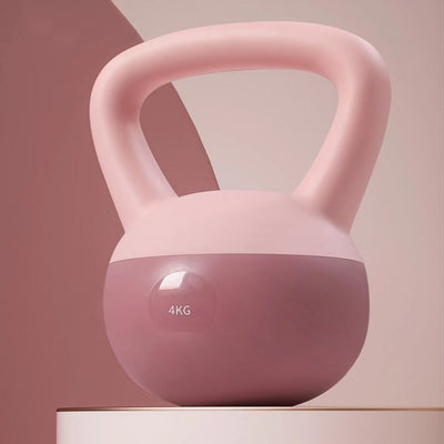 Pink 4kg women's kettlebell for home workouts with smooth handle and matte finish