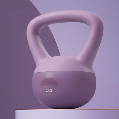 Light purple 2kg women's kettlebell for home workouts with ergonomic handle